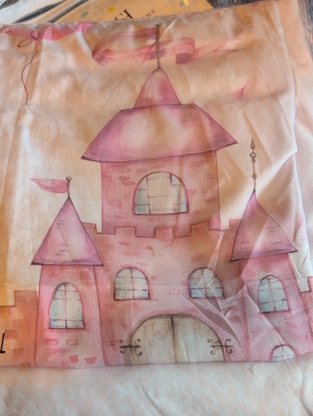 Box#1 Pink Watercolor Princess Castle Twin Sheet Set